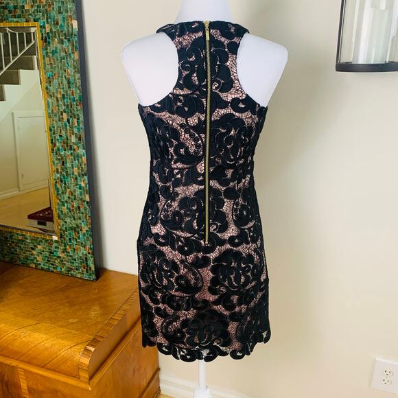 Eliza J Petite Size 4P Lace Sheath Dress Pink Black Racerback Formal Party - Picture 10 of 12